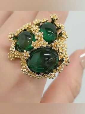 Retro Nordstrom Green Moonstone huge Adjustable Ring